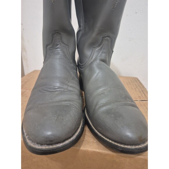 Laredo 7952 Gray Leather Roper Biker Western Cowboy Boots Size 10D main image 2